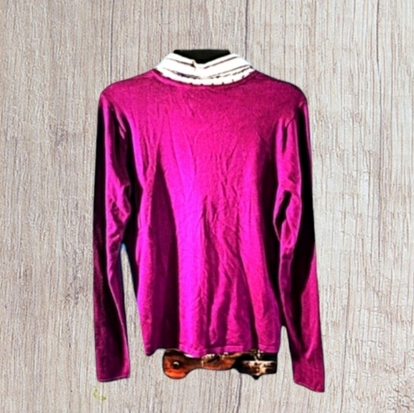 East 5th Berry/Purple Faux 2 Piece Long Sl Sweater With Shirt Insert Sz Lg Nwt - Picture 2 of 8